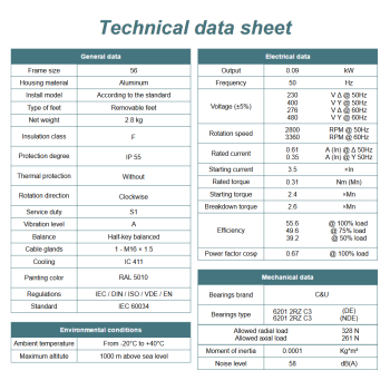 Silnik elektryczny 0,09kW 2800 obr/min. 56 B5